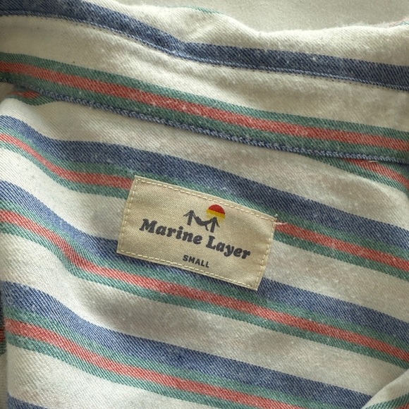 Marine Layer Talia Striped Short Sleeve Shirt - Picture 6 of 7